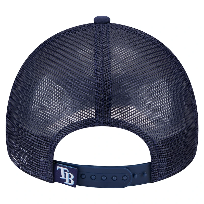 Casquette ajustable New Era blanche/bleu marine Tampa Bay Rays peinte en A 9FORTY Trucker pour tout-petit
