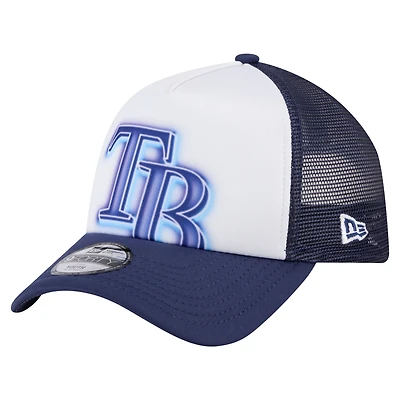 Toddler New Era  White/Navy Tampa Bay Rays Painted A-Frame 9FORTY Trucker Adjustable Hat