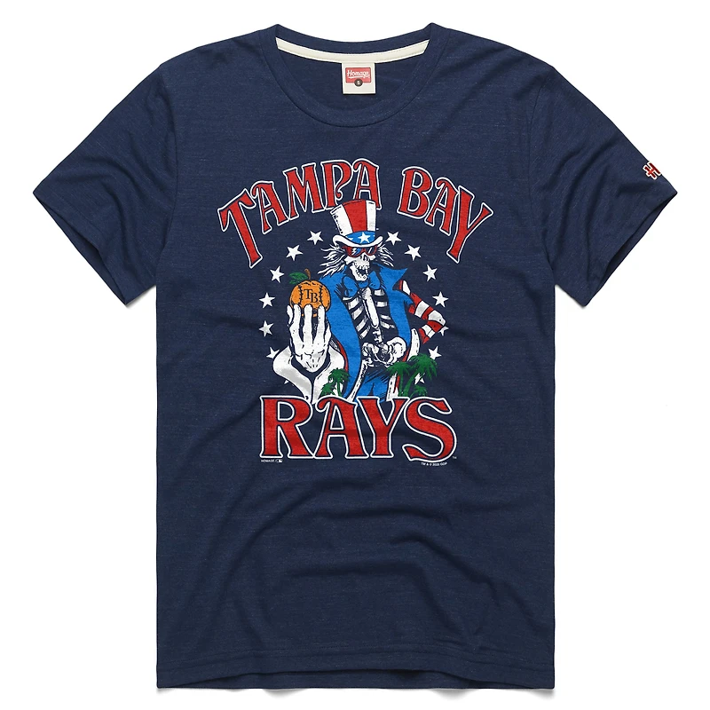 Unisex Homage Navy Tampa Bay Rays MLB x Grateful Dead Americana Tri-Blend T-Shirt