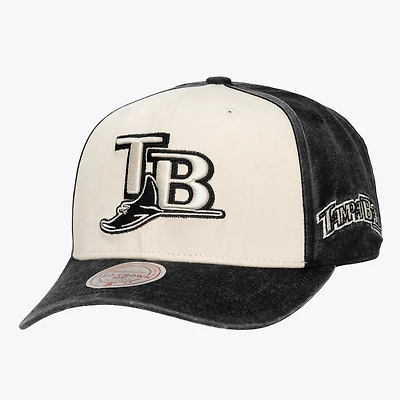 Unisex Mitchell & Ness Cream/Black Tampa Bay Rays Snow Block Pro Crown Adjustable Hat