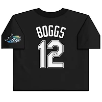 Pull d'entraînement au bâton Mitchell & Ness noir autographié par Wade Boggs des Tampa Bay Rays, maillot authentique