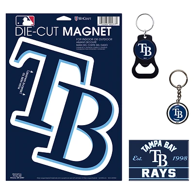 Lot de 4 porte-clés et aimants WinCraft Tampa Bay Rays