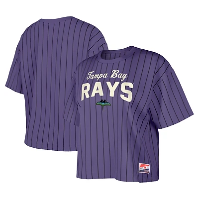 T-shirt court à rayures violettes City Connect Multiplier Tampa Bay Rays New Era pour femme