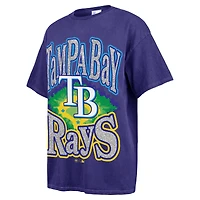 T-shirt petit ami avec lumières clignotantes des Rays de Tampa Bay '47 pour femmes, bleu marine