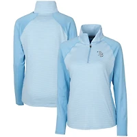 Women's Cutter & Buck  Light Blue Tampa Bay Rays DryTec Forge Tonal Stripe Half-Zip Top