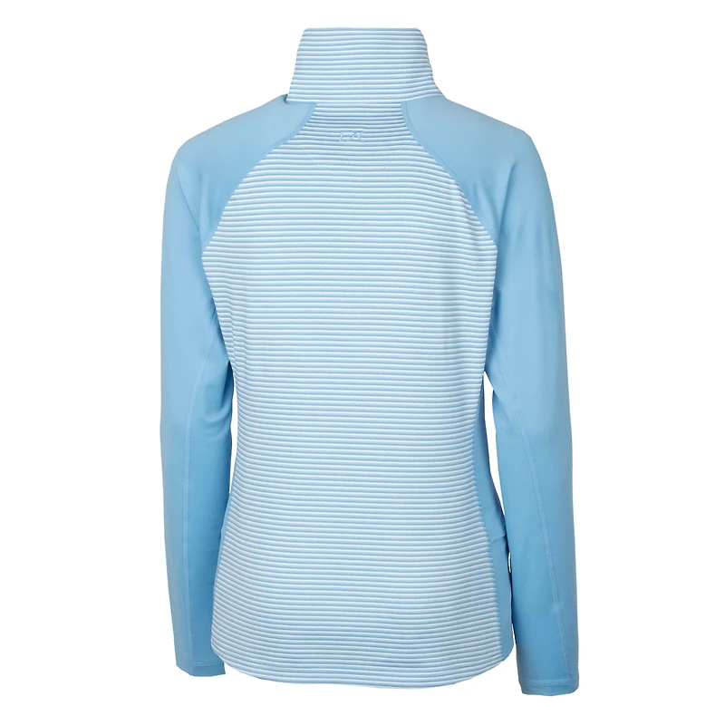 Haut demi-zippé à rayures ton sur DryTec Forge bleu clair pour femme Cutter & Buck des Tampa Bay Rays