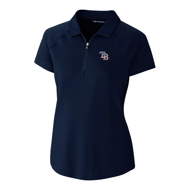 Polo extensible DryTec Forge bleu marine pour femme Cutter & Buck des Tampa Bay Rays avec logo Americana