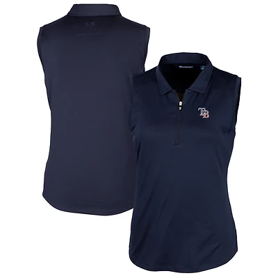Polo sans manches extensible DryTec Forge bleu marine pour femme Cutter & Buck, logo Americana des Tampa Bay Rays