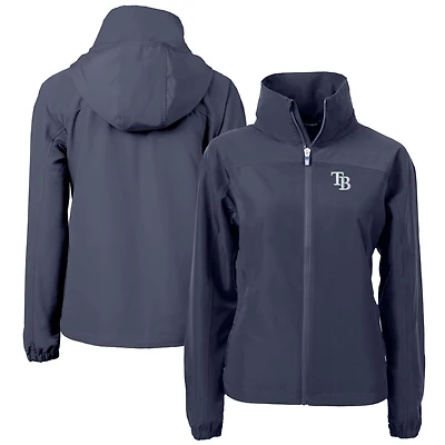 Women's Cutter & Buck  Navy Tampa Bay Rays Charter Eco Recycled Full-Zip Jacket