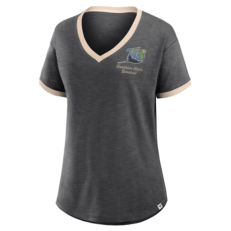 Women's Fanatics Black Tampa Bay Rays Binge Worthy Stadium Slub V-Neck T-Shirt