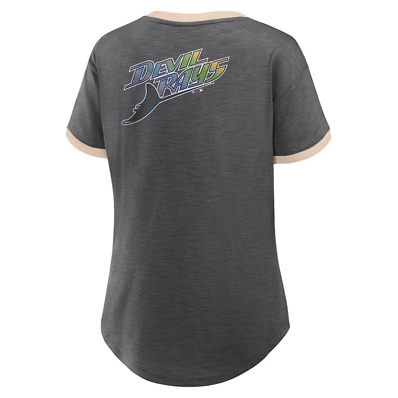 Women's Fanatics Black Tampa Bay Rays Binge Worthy Stadium Slub V-Neck T-Shirt
