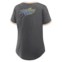 Women's Fanatics Black Tampa Bay Rays Binge Worthy Stadium Slub V-Neck T-Shirt