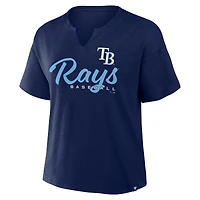 T-shirt boxy bleu marine Fanatics pour femme, fan des Tampa Bay Rays, favori fans du stade