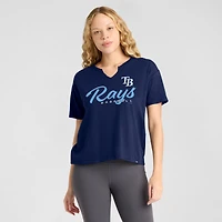 T-shirt boxy bleu marine Fanatics pour femme, fan des Tampa Bay Rays, favori fans du stade