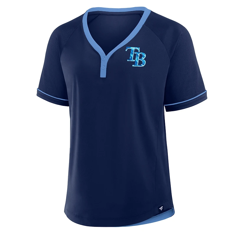 T-shirt à col en V raglan Diva Star de Tampa Bay Rays pour femme la collection Fanatics Navy