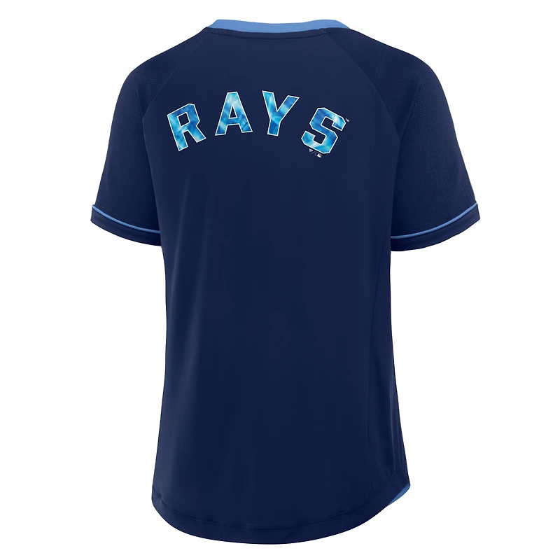 T-shirt à col en V raglan Diva Star de Tampa Bay Rays pour femme la collection Fanatics Navy