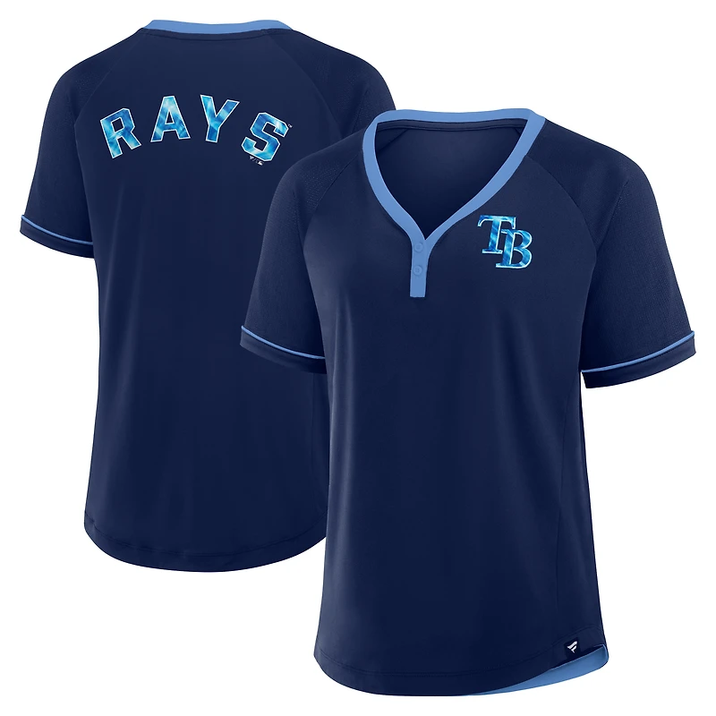 T-shirt à col en V raglan Diva Star de Tampa Bay Rays pour femme la collection Fanatics Navy