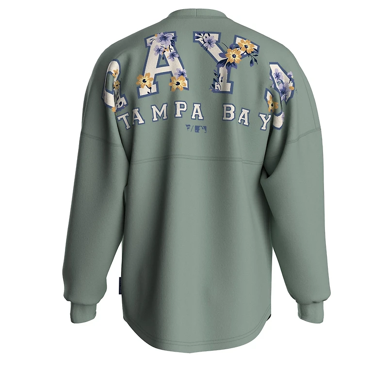 T-shirt à manches longues Fanatics vert sauge Tampa Bay Rays motif floral pour femme