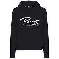 Women's Levelwear Black Tampa Bay Rays Accolade Sweet Express Cropped Tri-Blend Pullover Hoodie