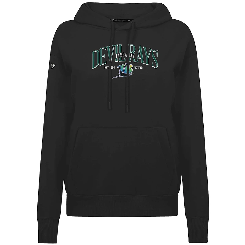 Sweat à capuche noir imprimé graphique Tampa Bay Rays Adorn Throwback Spellout pour femme de Levelwear
