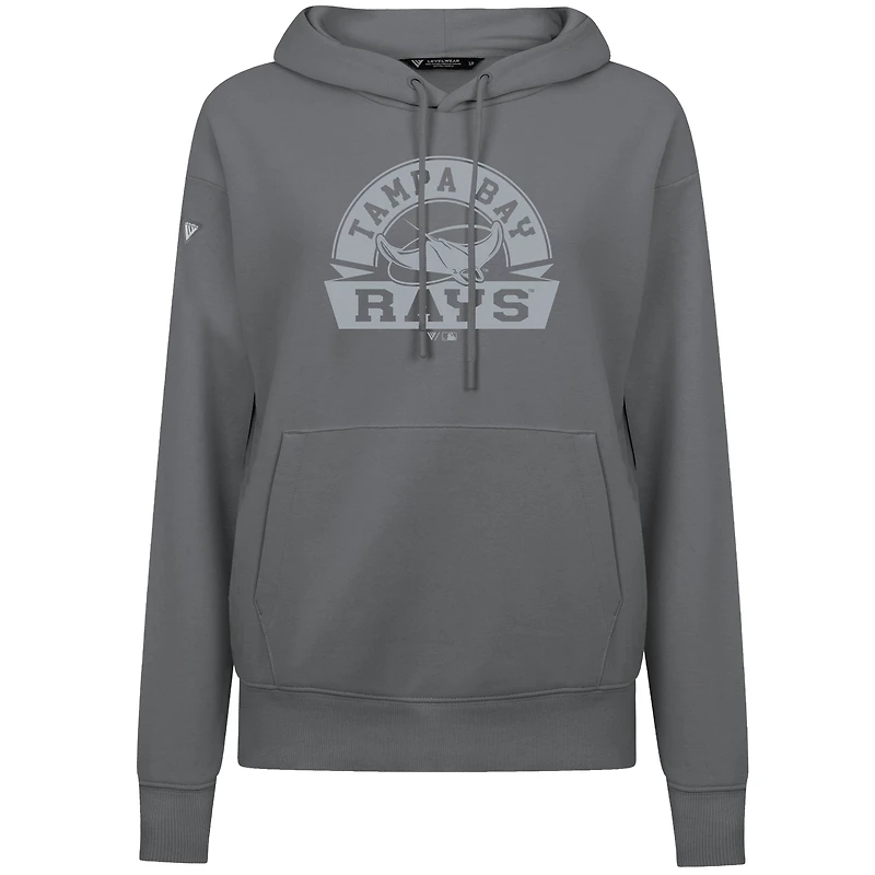 Women's Levelwear White Tampa Bay Rays Adorn Banner Arch Pullover Hoodie
