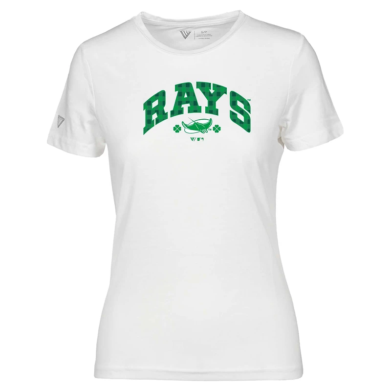 T-shirt à carreaux Maddox pour la Saint-Patrick des Tampa Bay Rays femme, blanc, Levelwear
