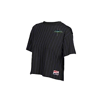 T-shirt New Era noir pour femme, Tampa Bay Rays City Connect Throwback Meshback à rayures, coupe carrée