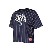 Women's New Era Navy Tampa Bay Rays Cooperstown Collection Multiplier Pinstripe Cropped T-Shirt