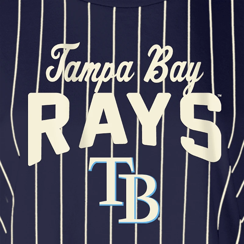 Women's New Era Navy Tampa Bay Rays Cooperstown Collection Multiplier Pinstripe Cropped T-Shirt
