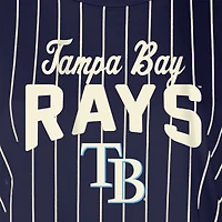 Women's New Era Navy Tampa Bay Rays Cooperstown Collection Multiplier Pinstripe Cropped T-Shirt
