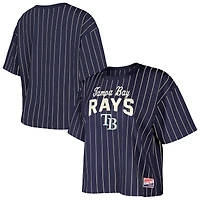 Women's New Era Navy Tampa Bay Rays Cooperstown Collection Multiplier Pinstripe Cropped T-Shirt