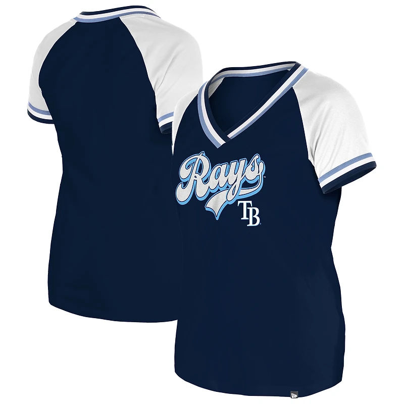Women's New Era Navy Tampa Bay Rays Gameday Raglan V-Neck T-Shirt