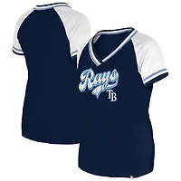 Women's New Era Navy Tampa Bay Rays Gameday Raglan V-Neck T-Shirt