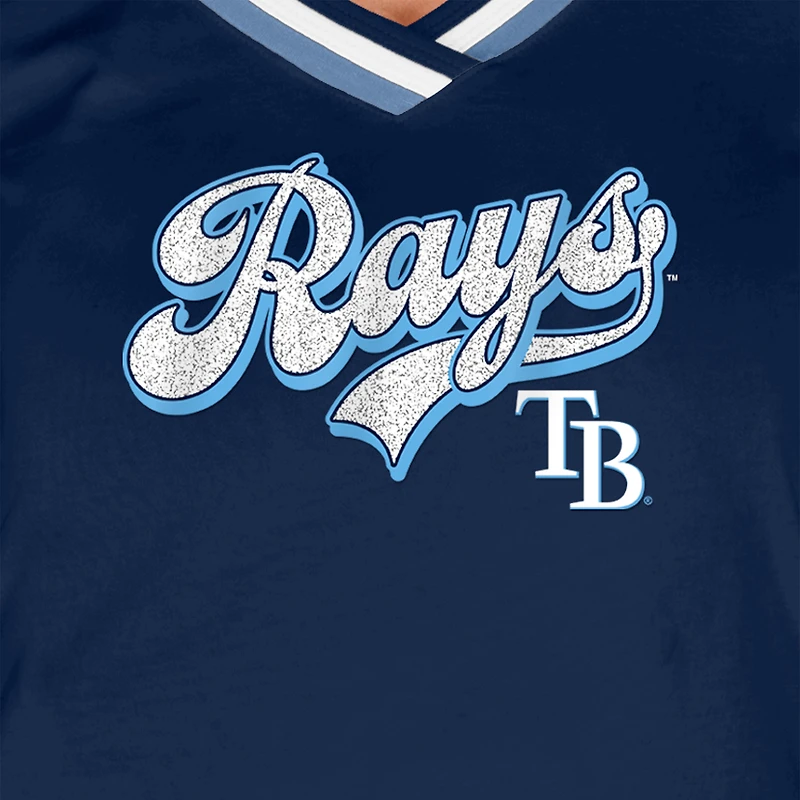 Women's New Era Navy Tampa Bay Rays Gameday Raglan V-Neck T-Shirt