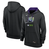 Women's Nike Black Tampa Bay Rays Authentic Collection Lockup Alternate Logo Therma Hoodie
