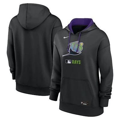 Women's Nike Black Tampa Bay Rays Authentic Collection Lockup Alternate Logo Therma Hoodie