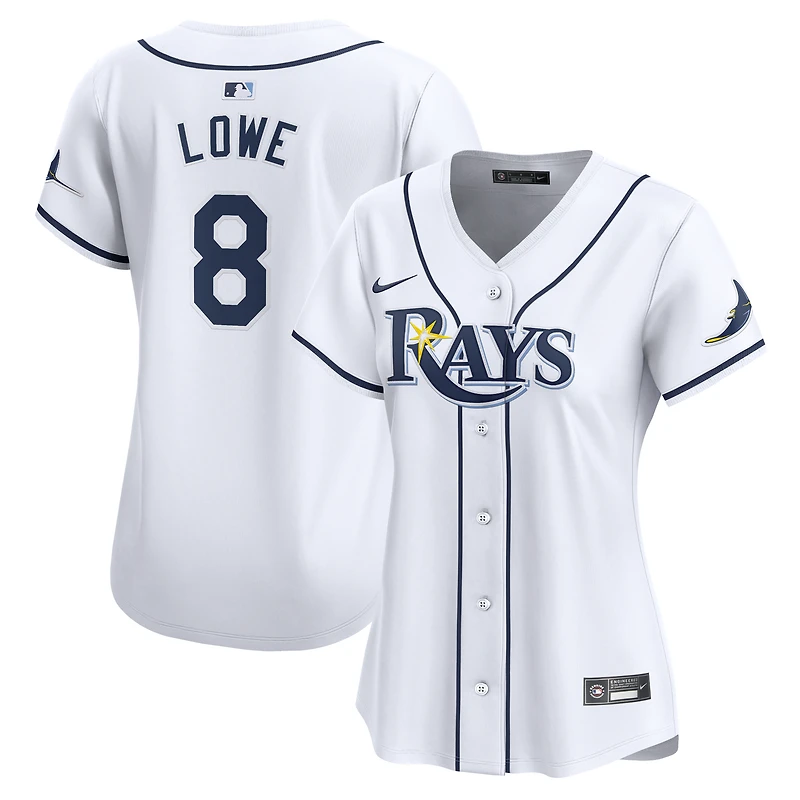 Maillot de joueur Nike Brandon Lowe pour femme, blanc, Tampa Bay Rays Home Limited Player