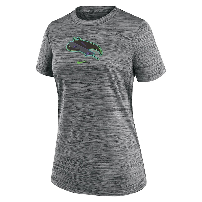 T-shirt Nike Charcoal Tampa Bay Rays 2024 City Connect Authentic Collection Velocity Performance pour femme