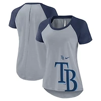 T-shirt raglan Nike Heather Gray Tampa Bay Rays Summer Breeze pour femme