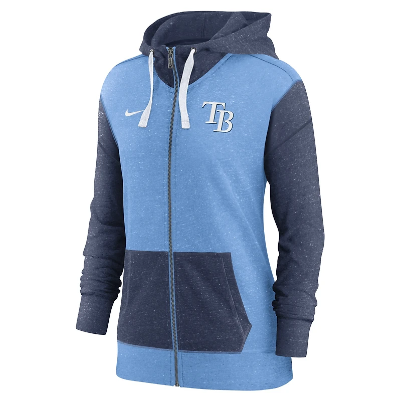 Sweat à capuche entièrement zippé pour femme Nike Tampa Bay Rays bleu clair