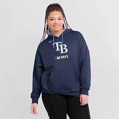 Sweat à capuche Therma Nike bleu marine Tampa Bay Rays Authentic Collection pour femme