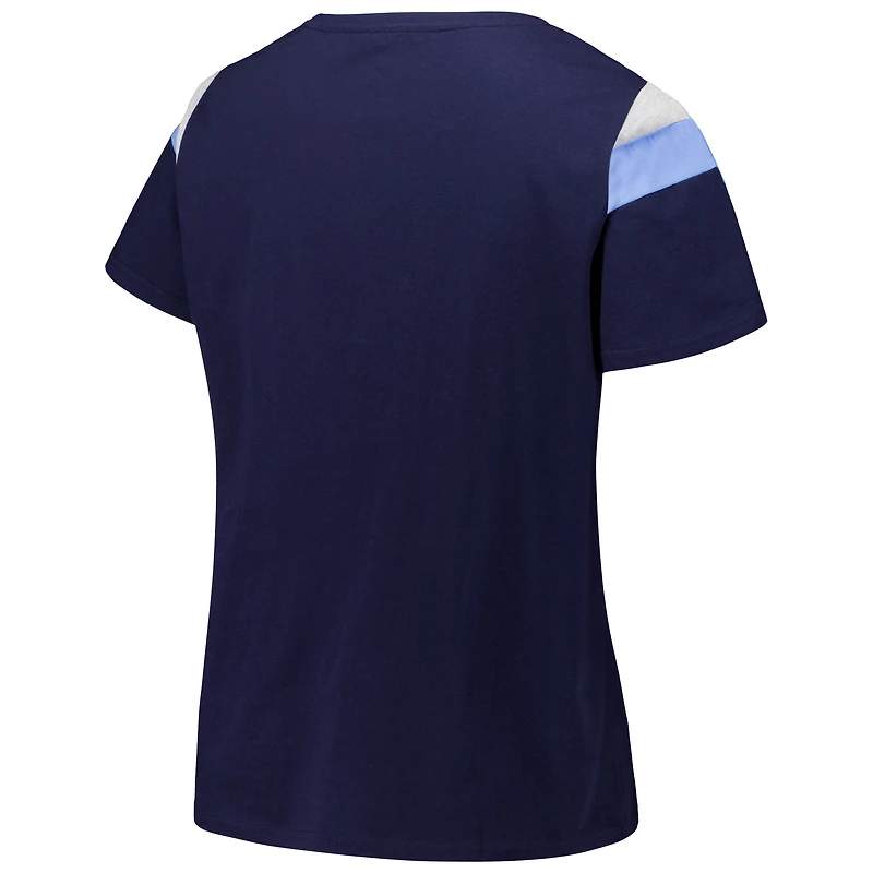 T-shirt à encolure dégagée grande taille Profile pour femmes, bleu marine, Rays de Tampa Bay