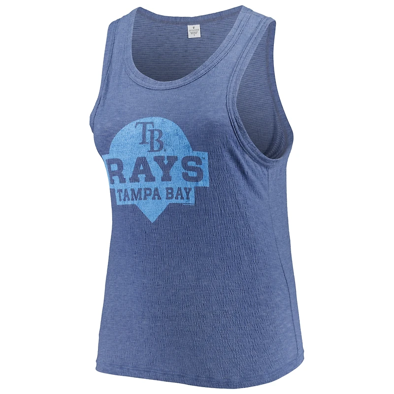 Débardeur à col montant en mélange de trois matières, bleu marine, Tampa Bay Rays, grande taille, pour femme.
