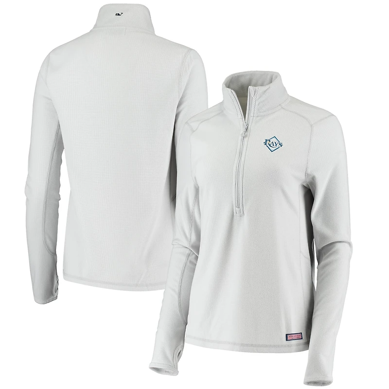 Women's Vineyard Vines Gray Tampa Bay Rays Performance Grid Half-Zip Pullover Top