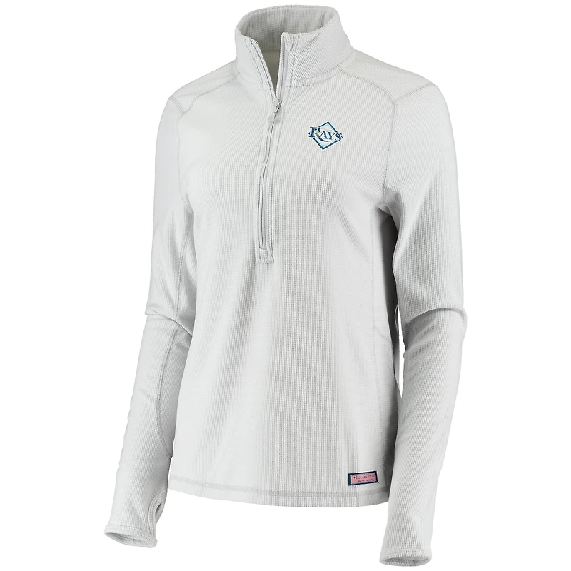 Pull-over à demi-zip gris Vineyard Vines pour femme, motif Tampa Bay Rays Performance Grid.