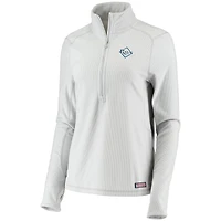 Pull-over à demi-zip gris Vineyard Vines pour femme, motif Tampa Bay Rays Performance Grid.