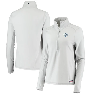 Women's Vineyard Vines Gray Tampa Bay Rays Performance Grid Half-Zip Pullover Top