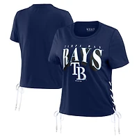 T-shirt court à lacets sur le côté des Rays de Tampa Bay WEAR by Erin Andrews pour femmes, bleu marine
