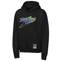 Sweat à capuche rétro Mitchell & Ness noir pour enfant, logo Tampa Bay Rays