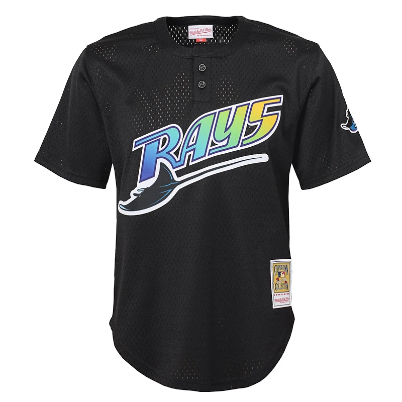 Maillot d'entraînement au bâton en maille noir de la collection Cooperstown des Rays Tampa Bay Mitchell & Ness Wade Boggs pour jeunes